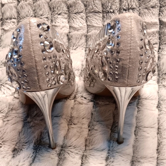 Charlotte Russe Elsa Stiletto Wm 6b Silver Diamond Statement 4" Heels - Picture 2 of 11